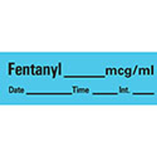 Fentanyl Anesthesia Tape with Date, Time & Initial, 1" x ½", Blue