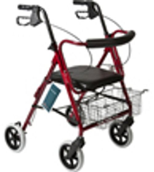 Roscoe Deluxe Rollator with Padded Seat and 8" Wheels, Burgundy