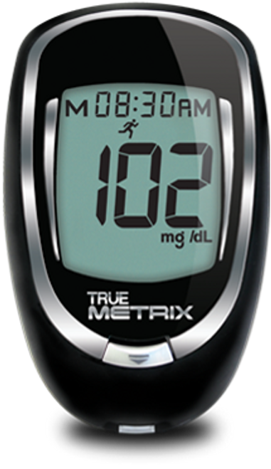 True Metrix™ Blood Glucose Monitoring System, Meter, 3 Volt Battery, Lancing Device, 10 Sterile Lancets, Instruction Manual, Log Book, Carrying Case