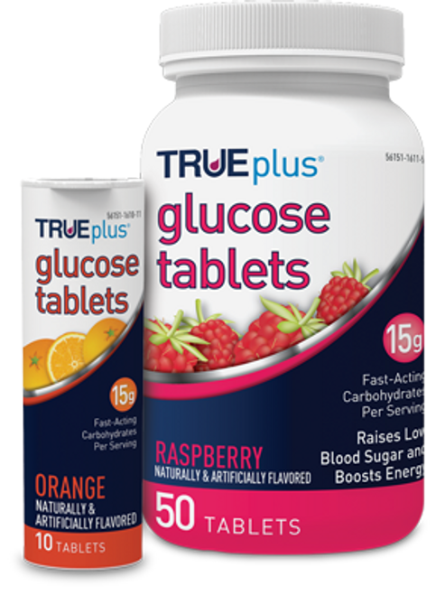 TRUEplus® Glucose Tablets, Raspberry, 10ct