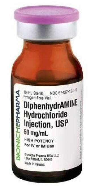 Diphenhydramine HCI Injection, IV USP, 50mg/mL, 10mL Vial