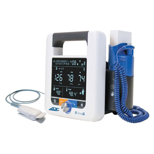 ADC Adview® 2 Diagnostic Station w/ Blood Pressure (BP) Unit, SpO2 & Temperature Module, Masimo Set, Rechargeable Battery