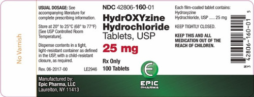 Hydroxyzine HCL 25mg 100ct Tabs/Bottle
