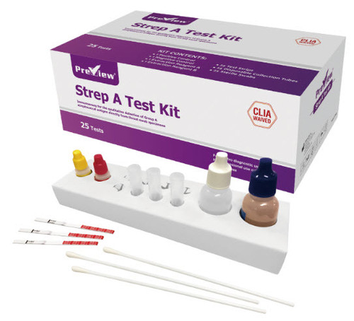 PreView Strep A Test, CLIA Waived, Throat Swab, Controls Included