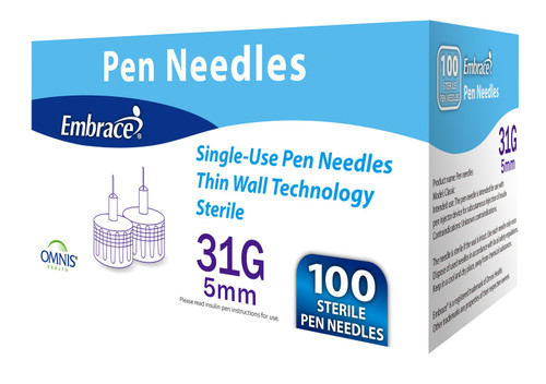 Embrace Pen Needle, 31G, 5mm, 100ct