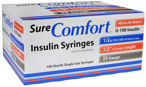 SureComfort™ Insulin Syringes, 1/2cc, 29G x 1/2"