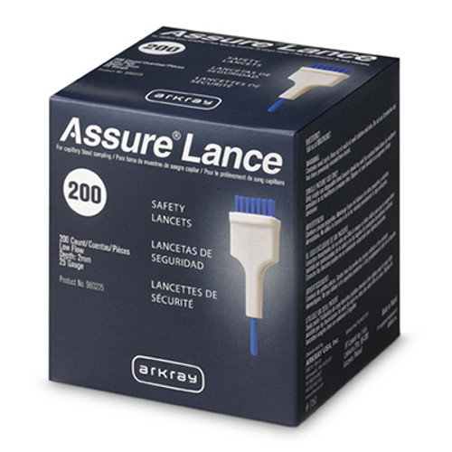 Assure® Lance Low Flow Safety Lancet, 25g x 2mm, Light Blue