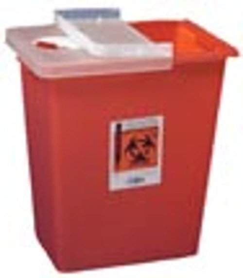 SharpSafety™ Sharps Container with Hinged Lid, 8 Gallon, Red
