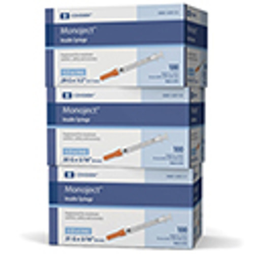 Monoject™ Standard Insulin Syringe w/ Permanent Needle, 1/2cc, 29g x 1/2"