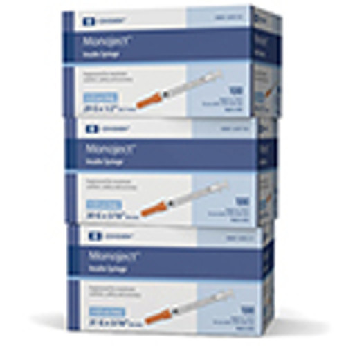 Monoject™ Standard Insulin Syringe w/ Permanent Needle, 3/10cc, 30g x 1/2"