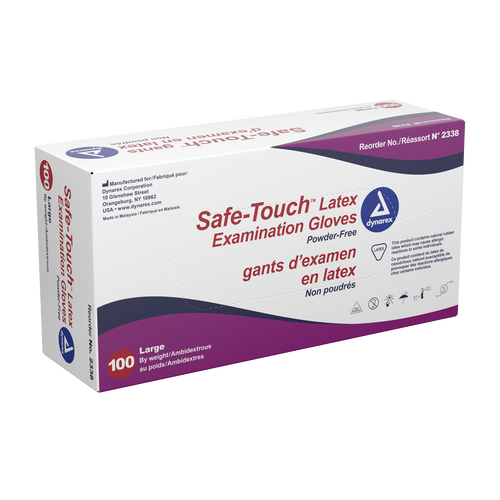 Safe-Touch® Latex Exam Gloves, Powder-Free, Large