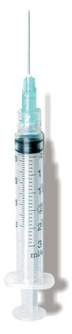 3cc Syringe/Needle Combination with Luer-Lock Tip, 22G x 1", Black