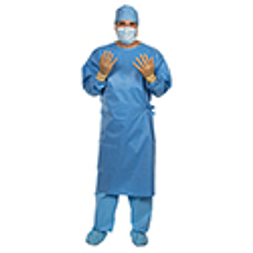 Disposable Non-Reinforced Surgical Gown w/Towel, XL, Unisex, AAMI Level 3, Sterile Blue