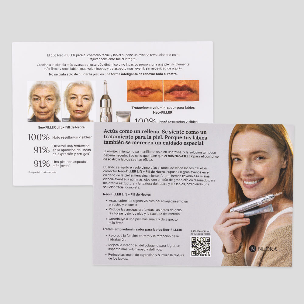 Neo-FILLER Face & Lip Contour Duo Marketing Cards (25-Pack) - Spanish Version