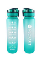 NeoraFit™ Teal Water Bottle with Motivational Time Markers (32oz)