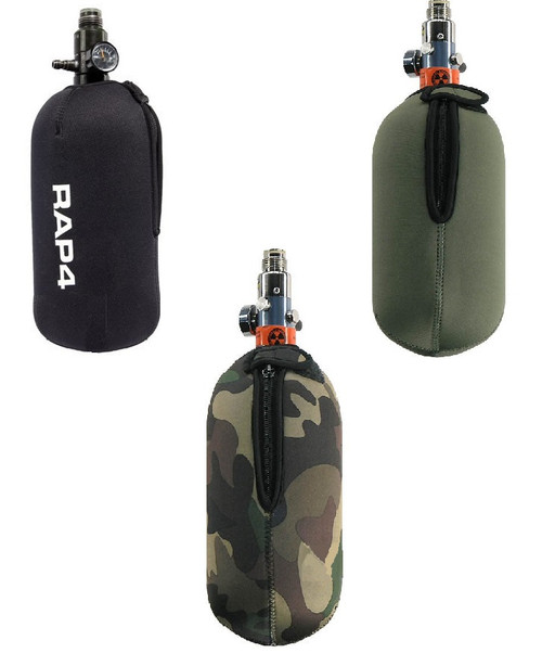 RAP4 68Ci HPA Bottle Covers in Black Olive and Woodland Camo