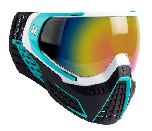 HK Army KLR Mist White and Teal with Fusion Lens Paintball Goggles Mask