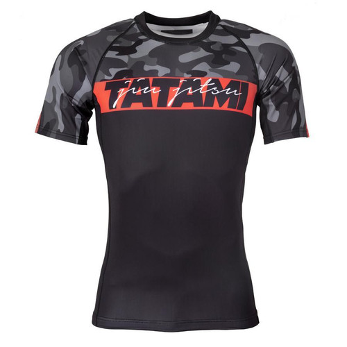 Tatami BJJ Jiu-Jitsu Red Bar Camo Shortsleeve Rashguard