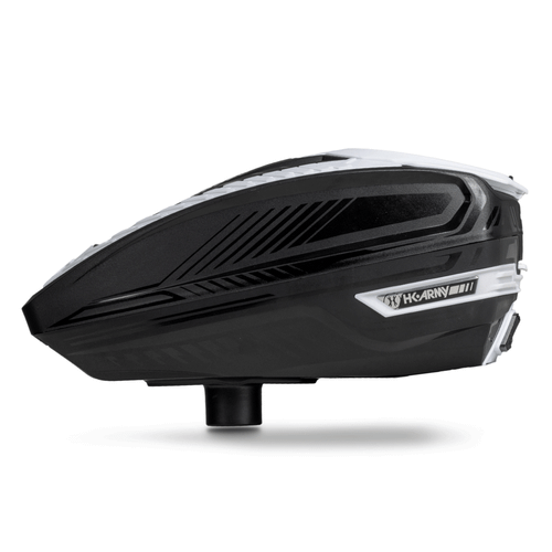 Black and White Hk Army TFX 3 Electronic Paintball Loader with Speed Feed