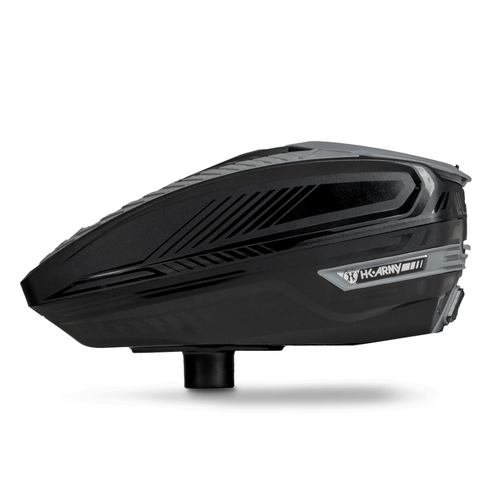 Black and Grey Hk Army TFX 3 Electronic Paintball Loader with Speed Feed