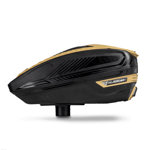 Black and Gold Hk Army TFX 3 Electronic Paintball Loader with Speed Feed