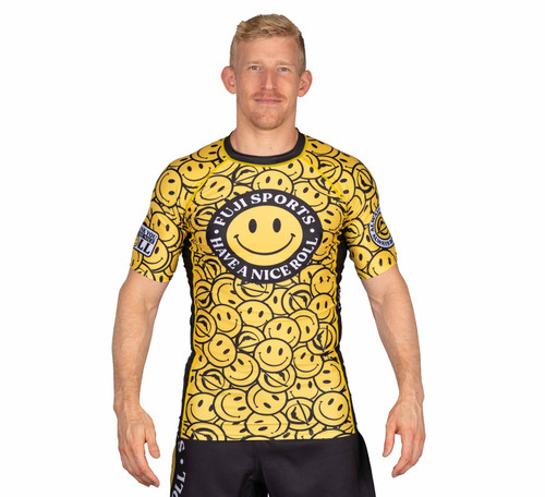 Fuji Sports Yellow Happy Shortsleeve BJJ Rashguard