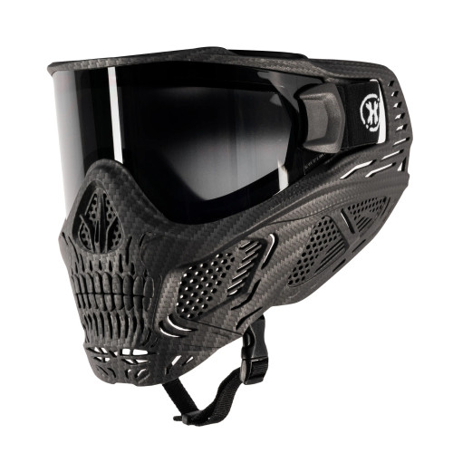 HK Army Carbon Fiber Black with Smoke lens Skull Paintball Goggles Mask