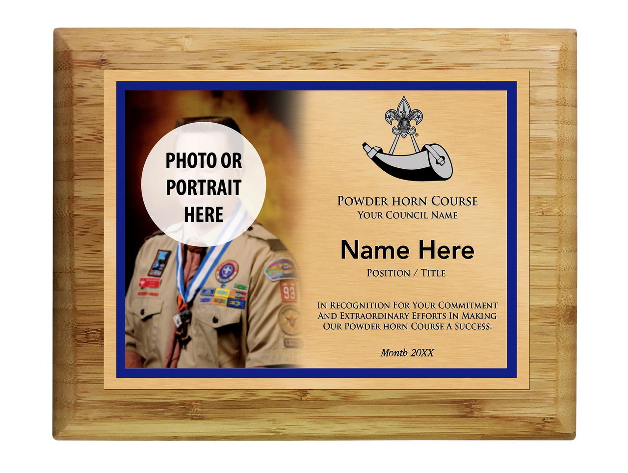 Powder Horn Plaque Left Photo Design Horizontal