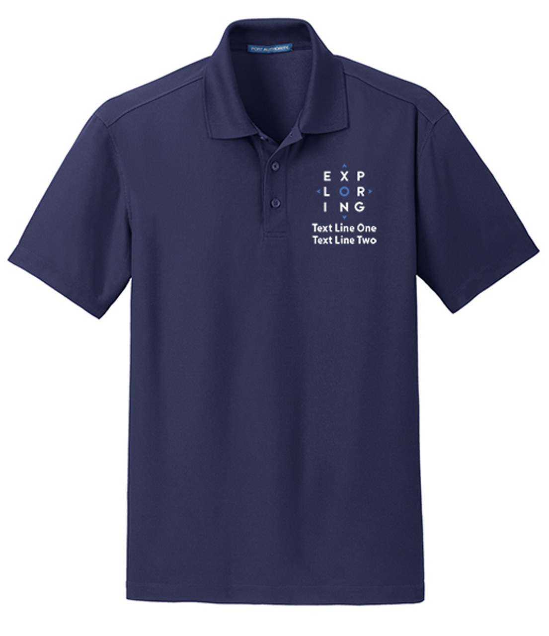 Grid Wicking Polo with Embroidered Exploring Logo