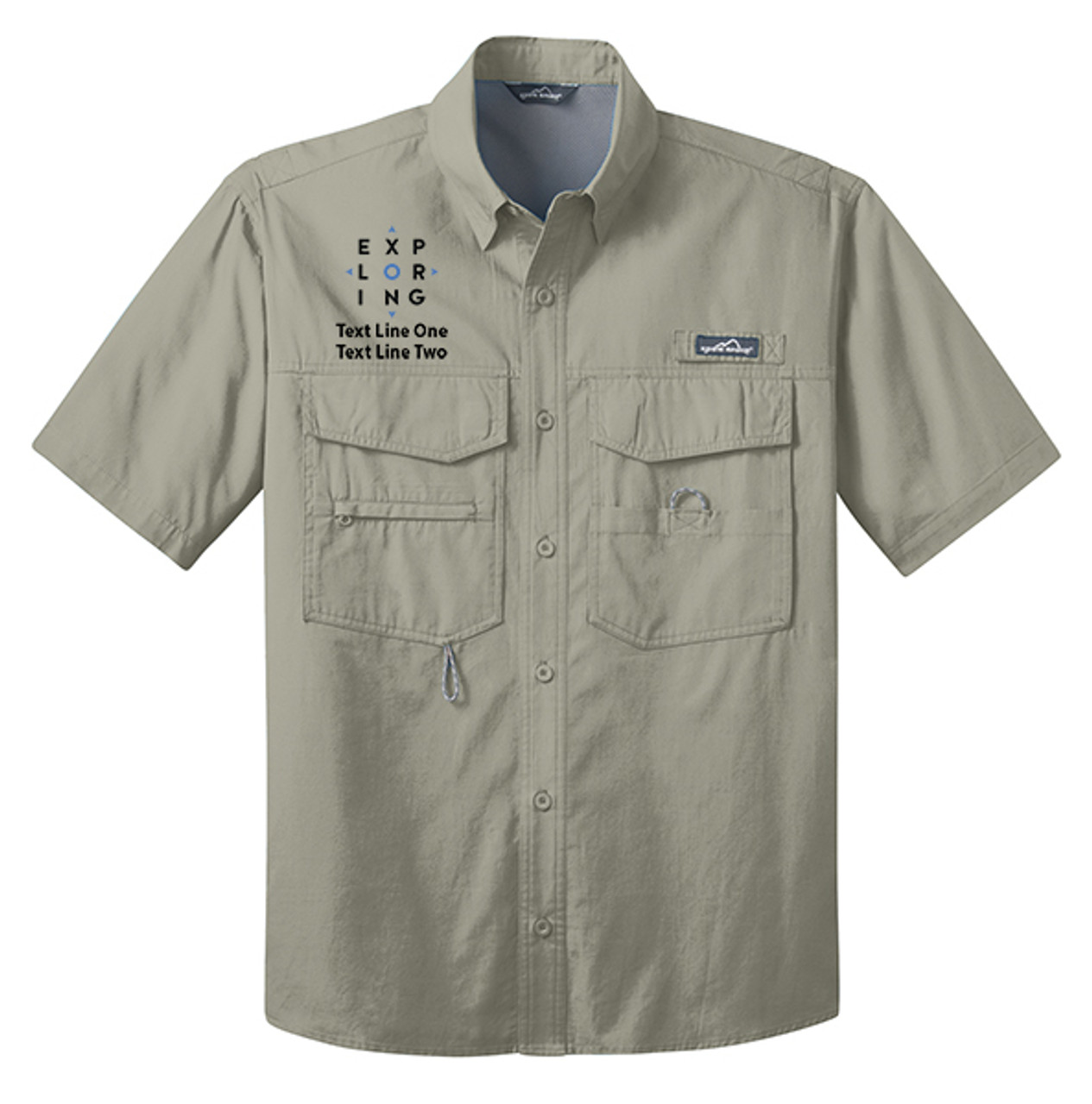 Short Sleeve Fishing Shirt with Embroidered Exploring Logo