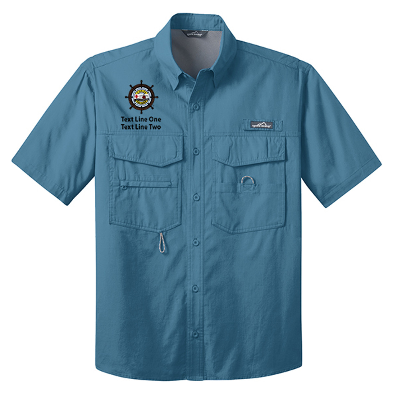 Fieldmaster Polo Shirt Mens XL Fish Fishing Green Blue Short Sleeve Collared