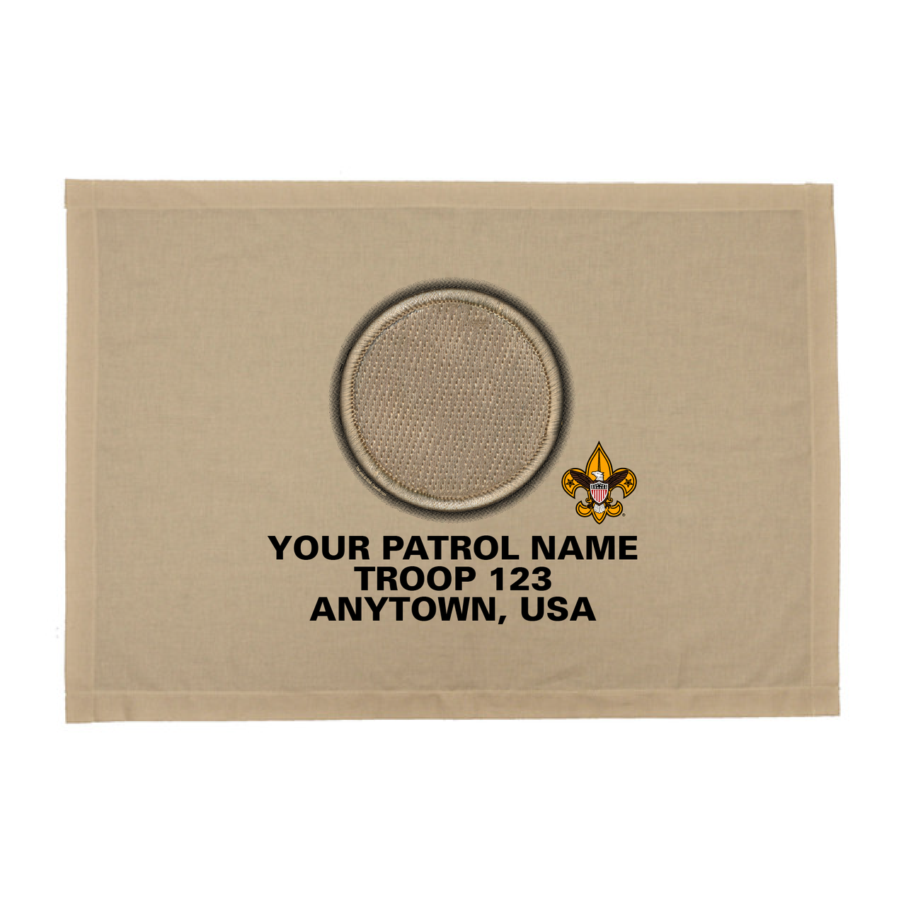 Custom Patrol Patch Scout Patrol Flag 20x28 Khaki Officially Licensed