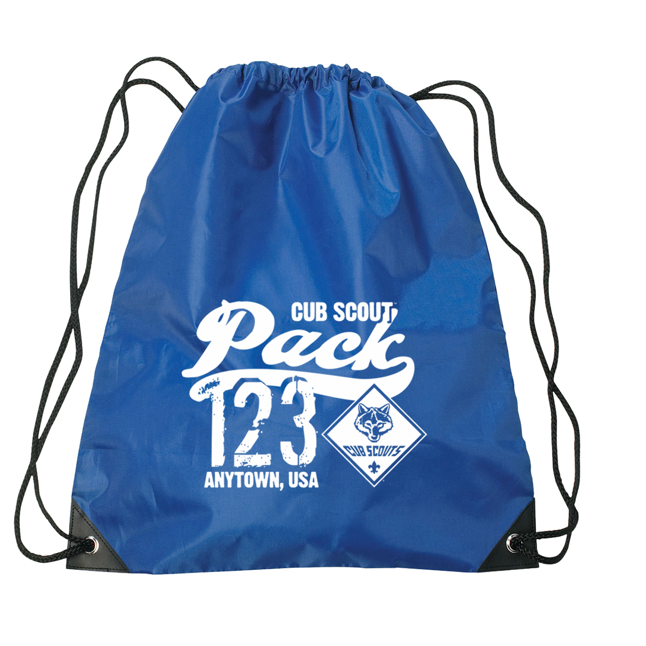 Drawstring bags with custom scout design  150 pcs  only 247 each