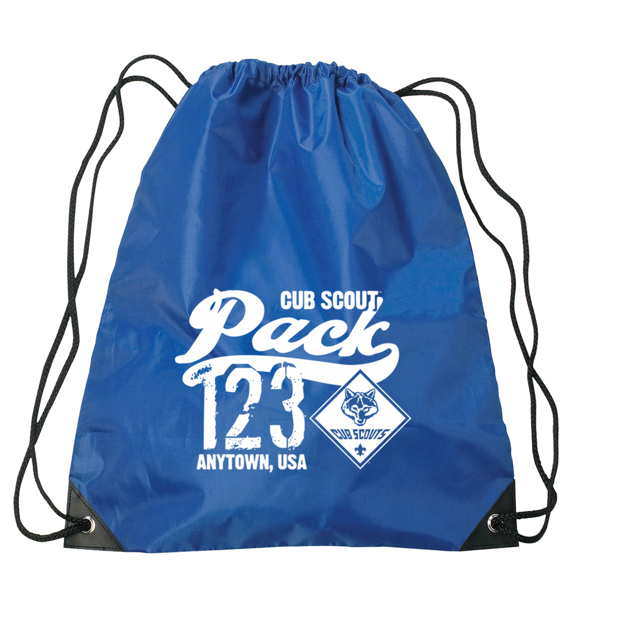 Drawstring bags with custom scout design - 150 pcs - only $2.47 each