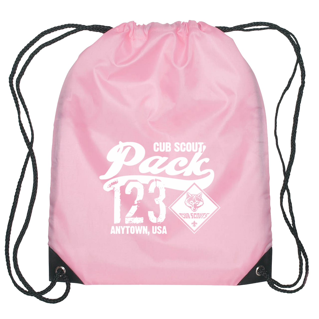 Drawstring bags with custom scout design - 150 pcs - only $2.47 each