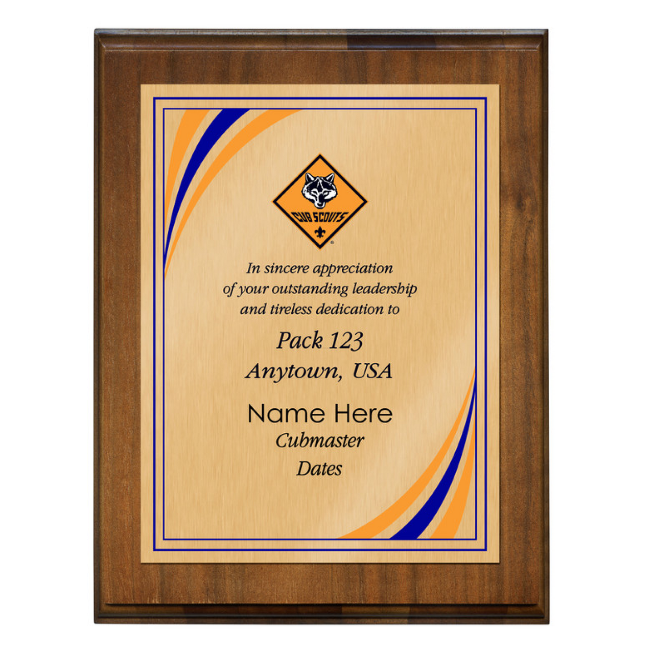 Wood Badge Plaque - Stripes Design - Vertical