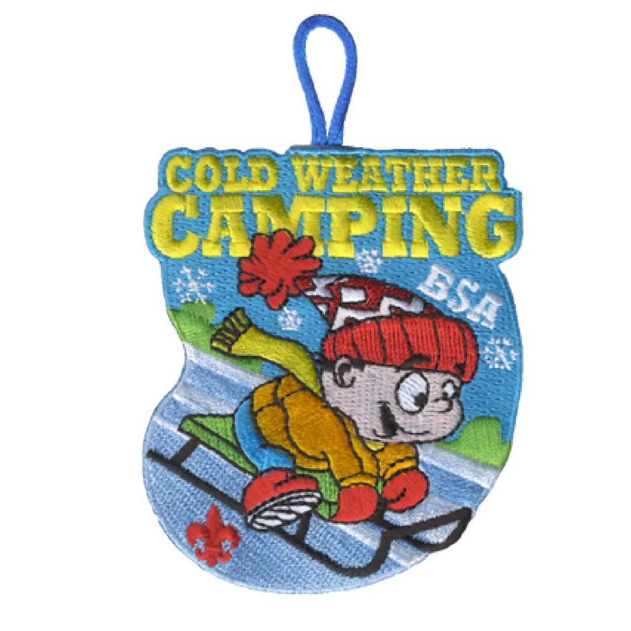 Cold Weather Camping Activity Embroidered Patch Sledding Design