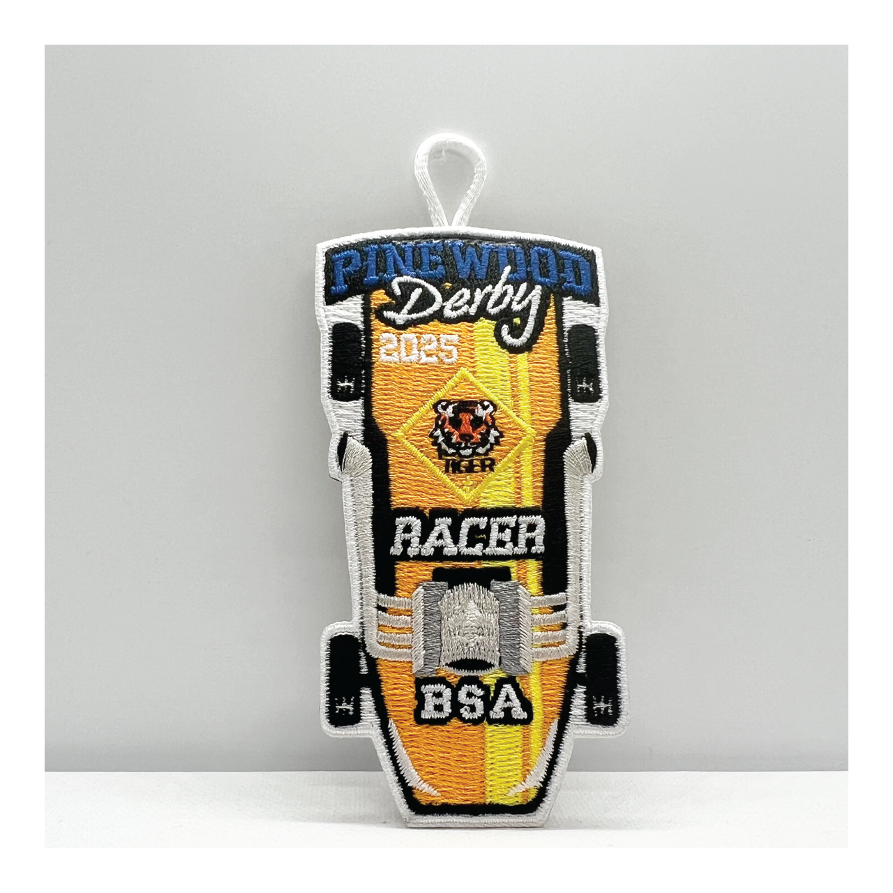 2025 Pinewood Derby Embroidered Patch - Tiger Racer