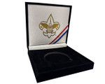 Open View of Scouting America Velvet Challenge Coin Presentation Box