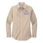 Ladies Long Sleeve Easy Care Shirt with Scouting America Logo - Stone