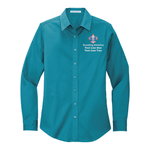 Ladies Long Sleeve Easy Care Shirt with Scouting America Logo - Teal Green