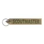 Scoutmaster Zipper Pull Embroidered Keychain Flight Tag with Scouting America Fleur-De-Lis
