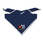 Cub Scout Pack Neckerchief with Cub Scout Campfire Pack Design on dark neckerchief