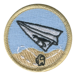 Dino Paper Plane Patrol Patch - embroidered 2 in round