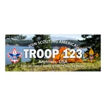 Scout Troop Recruitment Night Vinyl Banner with Scouting America logo - Lake (36" Tall x 96" wide Banner)