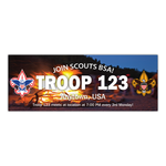 Scouts BSA Troop Recruitment Night Vinyl Banner - Campfire (36" Tall x 96" wide Banner)