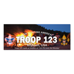 Scouting America Troop Recruitment Night Vinyl Banner - Campfire (36" Tall x 96" wide Banner)