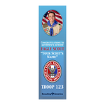 Eagle Scout Banner with Eagle Scout Logo and BSA Trademark with Custom Photo Example (28" Tall x 96" wide Banner)