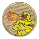 Buff Flaming Duck Patrol Patch - embroidered 2 in round