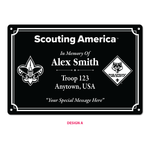 Scouting America Custom Metal Engraved Plate - In Memory Of - Horizontal - Design A